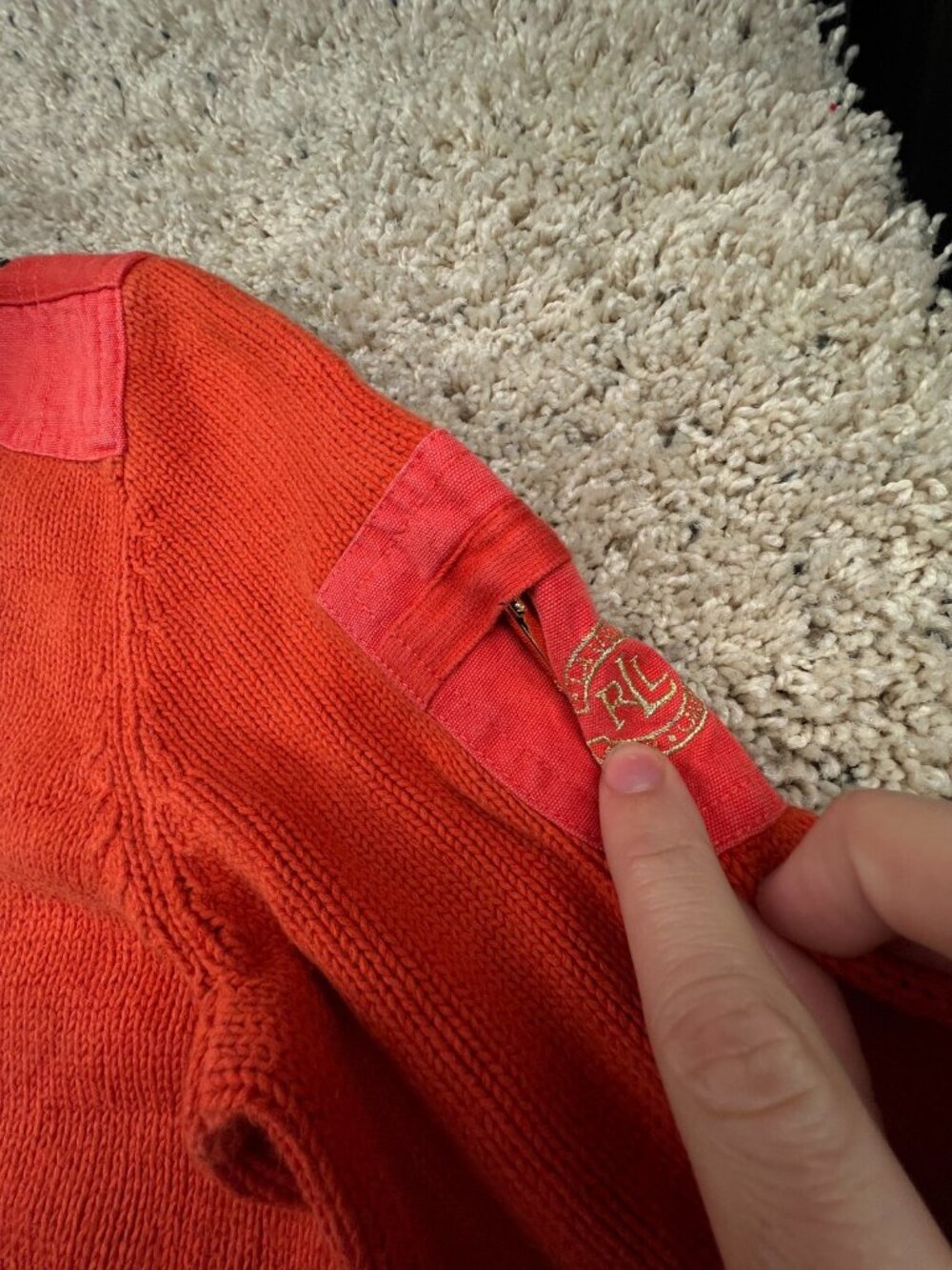 Lauren Ralph Lauren Women’s Sweater Orange Full Zip Medium Cotton Accents Knit - Picture 11 of 15